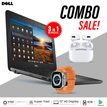 3 In 1 Bundle Offer, Dell Chromebook, 4GB Ram, With Play Store, Bag Mouse, L3180