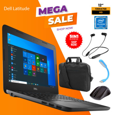 5 In 1 Bundle Offer, Dell Latitude 3180 Laptop 4GB, 64GB, Windows 10,With Laptop Bag, Power Bank, Mouse, Headset, L3180