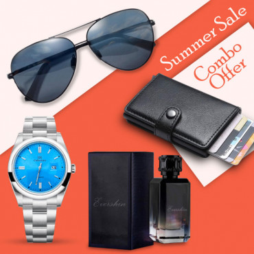 Summer Sale Limited Offer, Iik Collection Unique Mens Watch,  Leather Trifold Wallet, Ultra Lightweight Rectangular Polarized Sunglasses, Athletique Hot Collection Perfume, PH30