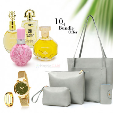 12 In 1 Bundle Offer, Fashion 4pcs Hand Bag, Nilanjan 18K Gold