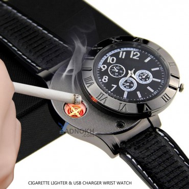 Cigarette Lighter & USB Charger Wrist Watch, W923